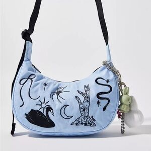 BAGGU embroidered ballet icons small nylon crescent bag